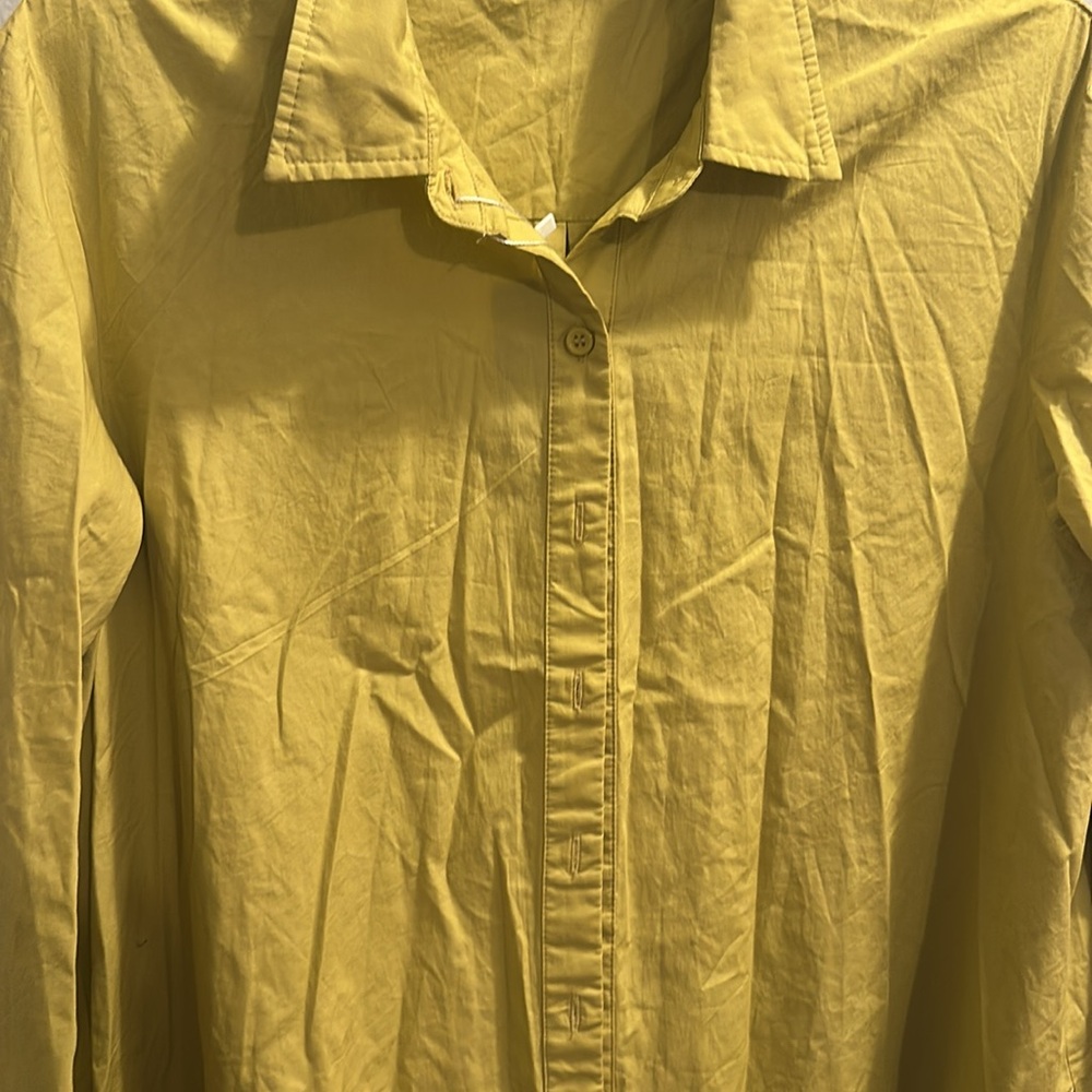 🆕 Women's Basic Loose Fit Long Sleeve Button Up Shirt Dress - Size L - Picture 5 of 7
